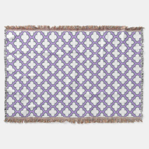 Cobertor Trellis branca e roxa, lete, quatrefoil