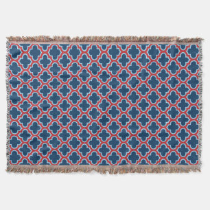 Cobertor Trellis, Latice, Quatrefoil, azul e vermelho marro