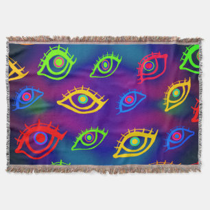 Cobertor Trendy Neon Colorful Eyes Patterno