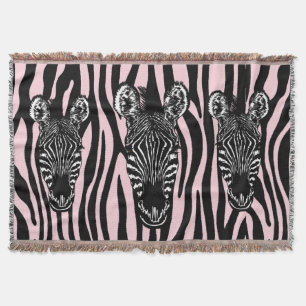 Cobertor Trendy Zebra Herd em Zebra - Impressão Rosa