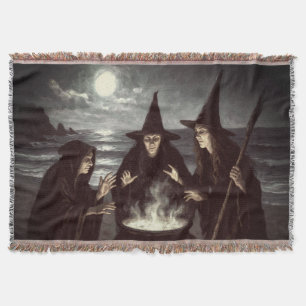 Cobertor Três Bruxas Criam Cauldron Full Moon Beach