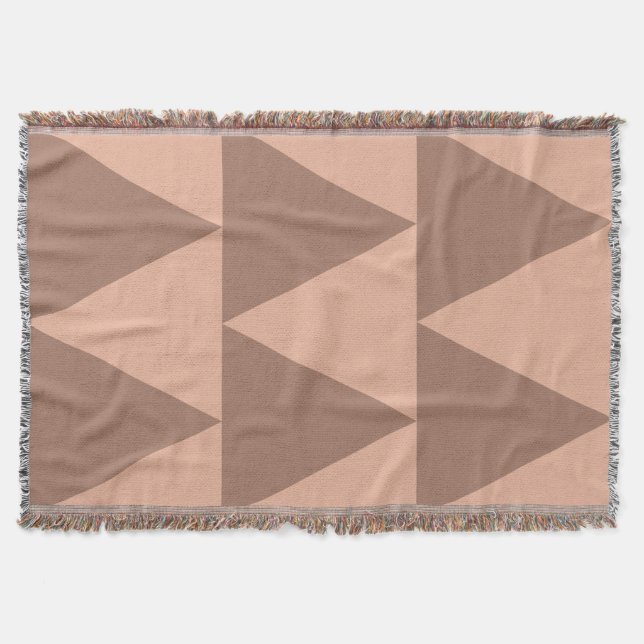 Cobertor Triângulos Grandes Geométricos Mocha Mousse Rosa D (Frente)