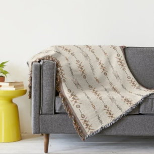 Cobertor Tribal Aztec Beige Earth Tones Geométrico