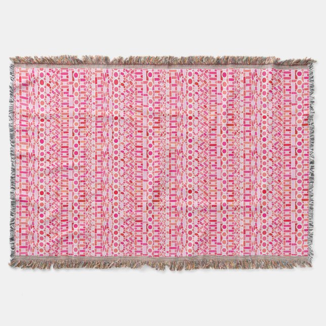 Cobertor Tribal Batik - tons de rosa e coral (Frente)