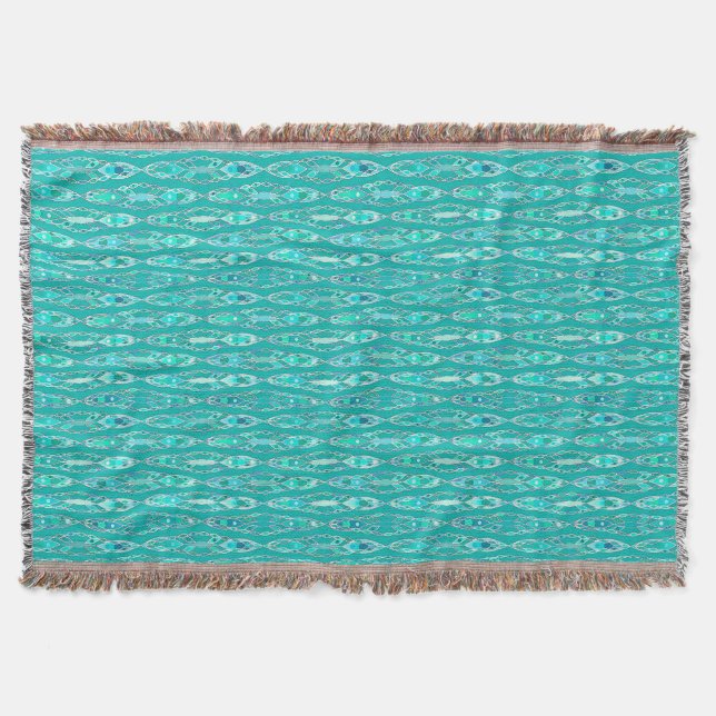Cobertor Tribal Batik - Turquesa e Aquamarine (Frente)