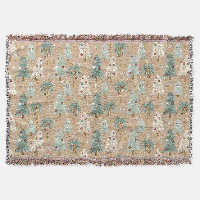 Cobertor Tropical Christmas Fusion Festive Palm & Pine Tree (Frente)