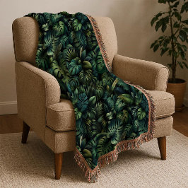 Cobertor Tropical Monstera Botanical Green Jungle Throw Bla