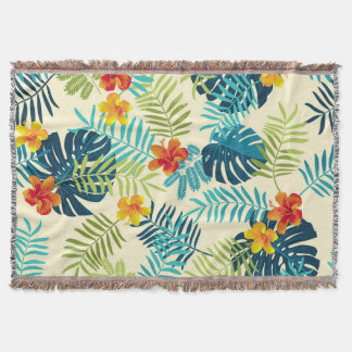 Cobertor Tropical Monstera Hibiscus — Padrão de Verão