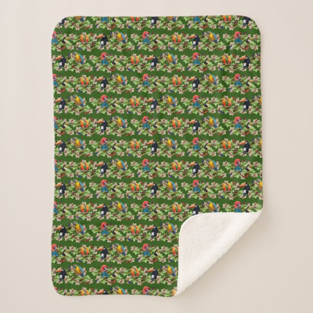 Cobertor Tropical Sherpa (Verde Escuro) (Frente)