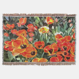 Cobertor Tulipas no Fogo Floral Artístico Flor v2