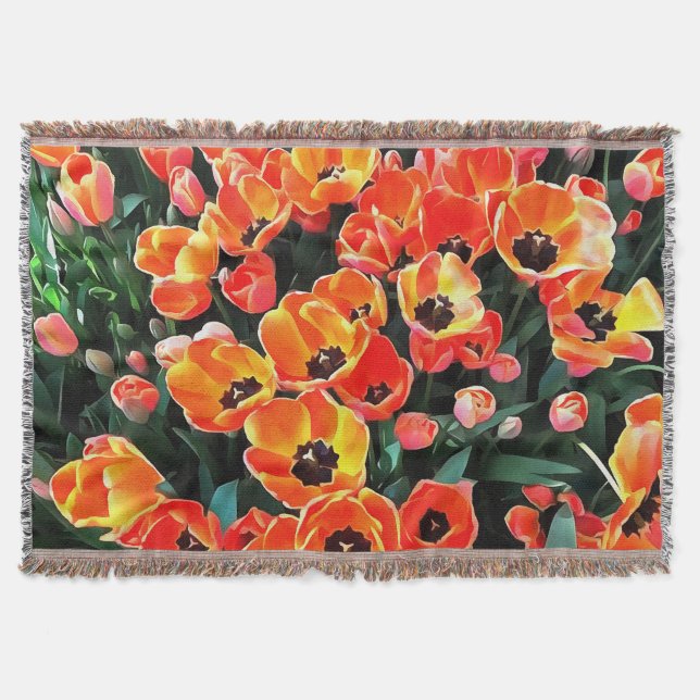 Cobertor Tulipas Vermelhas Brilhantes de Istambul (Frente)