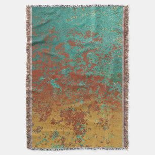 Cobertor Turquesa de Cobre Textura Marrom Azul Laranja