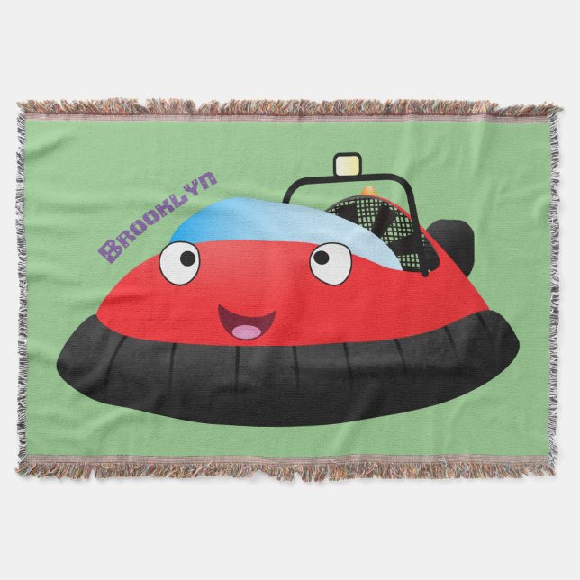 Cobertor Um desenho animado de hovercraft, vermelho e bonit (Frente)