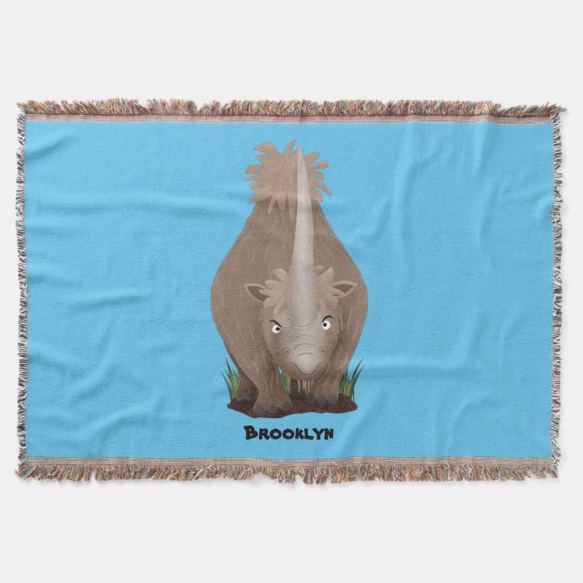 Cobertor Um desenho animado de Rinoceronte elasmotherium (Frente)