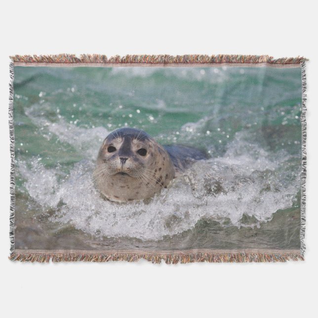 Cobertor Um filhote de foca surfando (Frente)