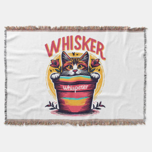 Cobertor Um gato a espreitar por detrás de um vaso