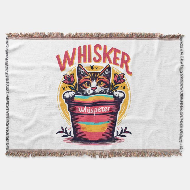 Cobertor Um gato a espreitar por detrás de um vaso (Frente)