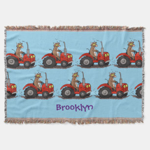 Cobertor Uma vaca feliz e bonita dirigindo um desenho de tr