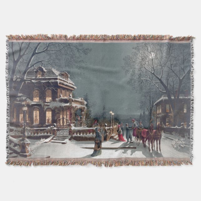 Cobertor Uma véspera de Natal vitoriana por J. Hoover 1880 (Frente)
