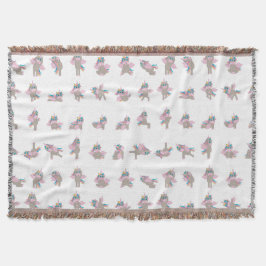Cobertor Unicorn Yoga Poses Pattern Design