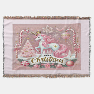 Cobertor Unicórnio de Natal Rosa País das Maravilhas