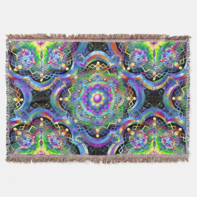 Cobertor Universo Mandala Cores Psicodélicas (Frente)