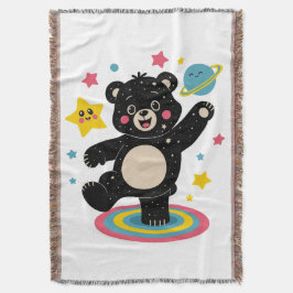 Cobertor Urso Cósmico com Estrelas e Planetas - Espaço Cóni
