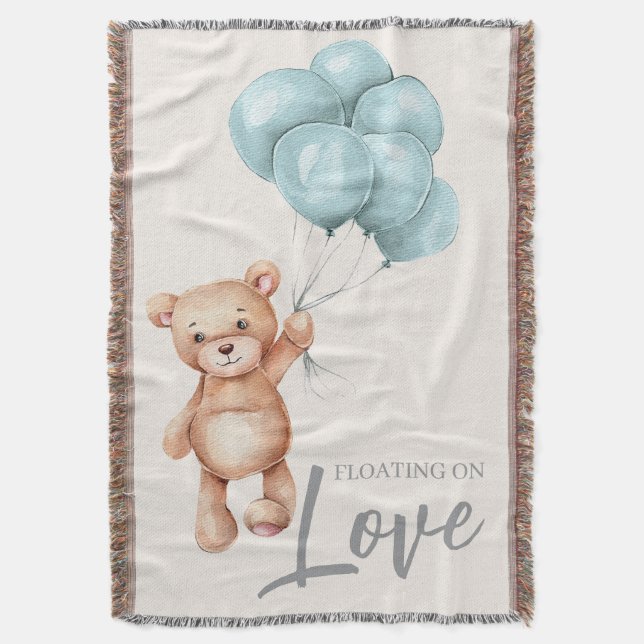 Cobertor Urso de Teddy com Balões (Frente Vertical)