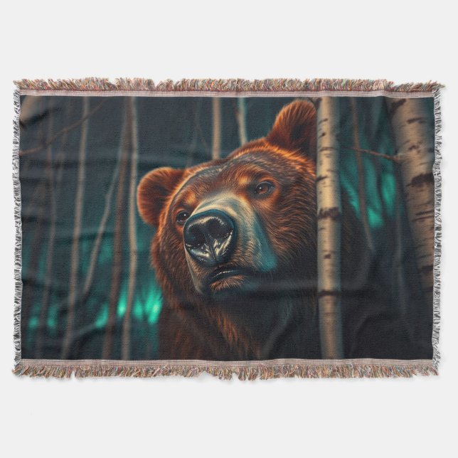 Cobertor Urso Grizzly, Pássaros e Arte Aurora (Frente)