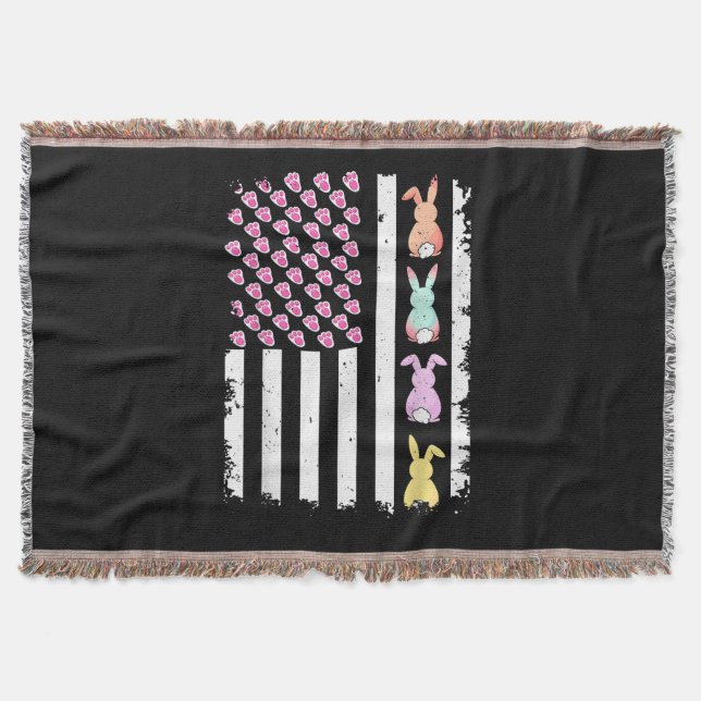Cobertor US American Flag with Bunny for Easter Day (Frente)