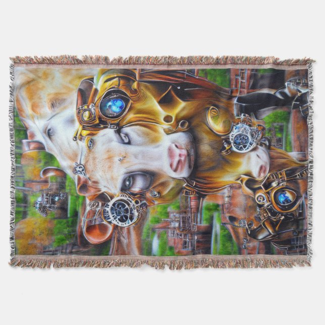 Cobertor Vaca cibernética Steampunk (Frente)