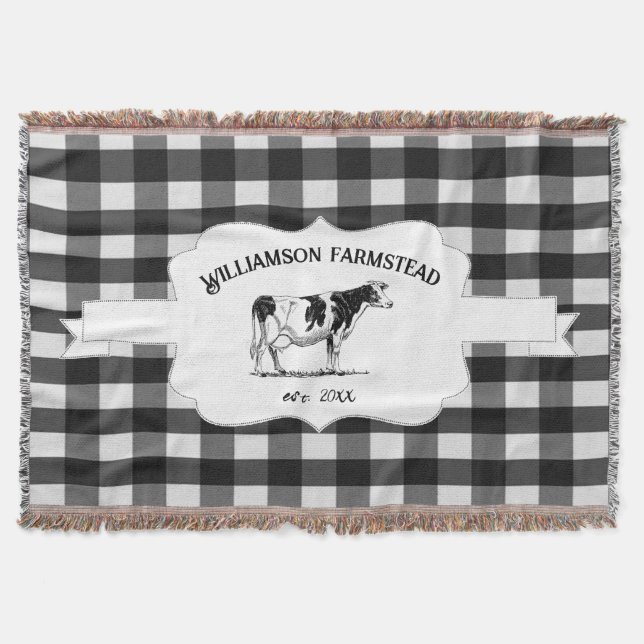 Cobertor Vaca de Fazenda de Búfalo Negro (Frente)