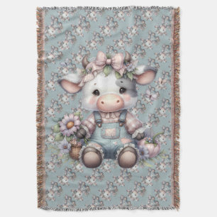 Cobertor Vaca de pastel em macacos com flores