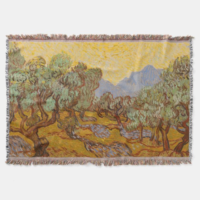Cobertor Van Gogh Olive Trees Yellow Sun Sky (Frente)