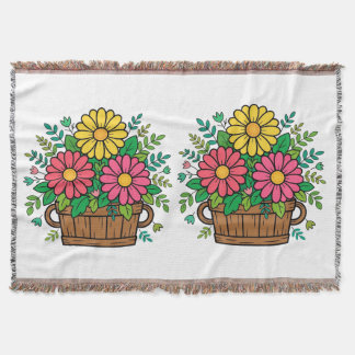 Cobertor Vaso de Madeira Floral Retro Alegre