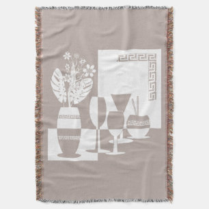 Cobertor Vaso de pintura com flores e vidros de vinho