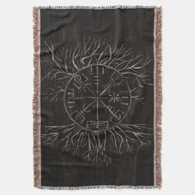 Cobertor Vegvisir e árvore de vida Yggdrasil (Frente Vertical)