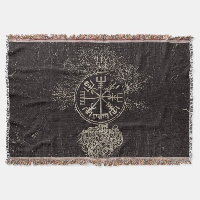 Cobertor Vegvisir e árvore de vida - Yggdrasil (Frente)