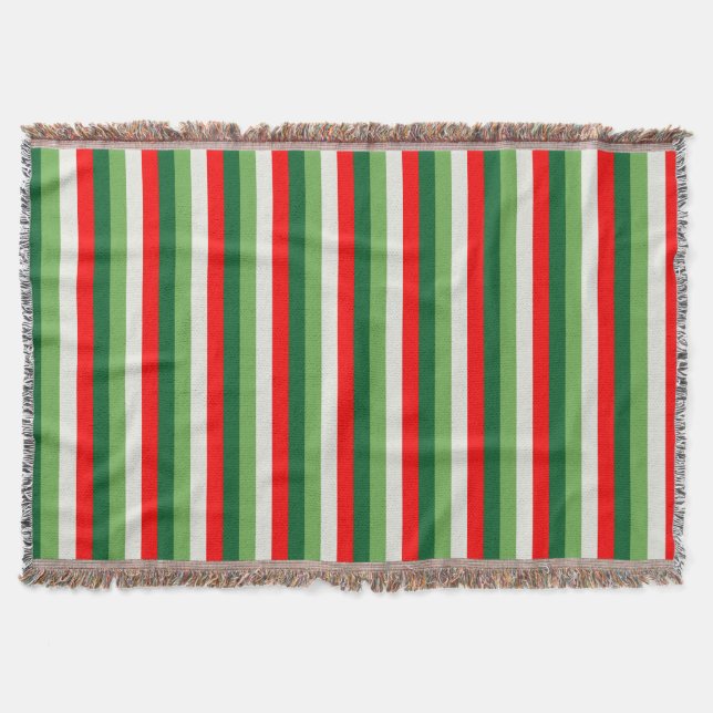Cobertor Verde, Branco Estrela e Trevo Vermelho com Listras (Frente)