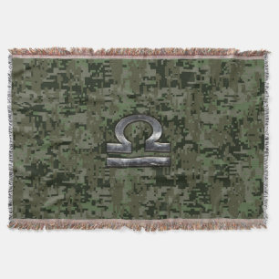 Cobertor Verde de prata Digital Camo do zodíaco do Libra