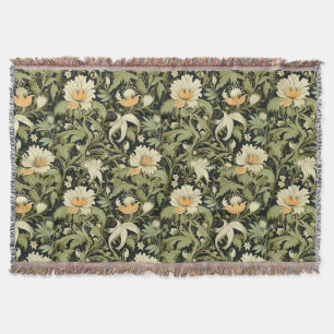 Cobertor Verde Vintage Flor Abstrato Moderna Arte Floral