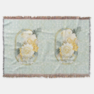 Cobertor Verdes claras, amarelas e brancas, Mandalas