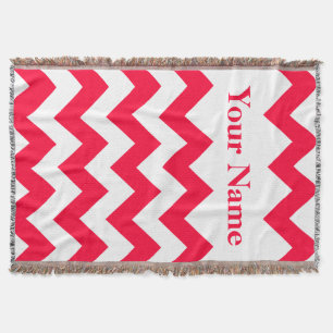 Cobertor Vermelho Chevron corajoso com nome feito sob