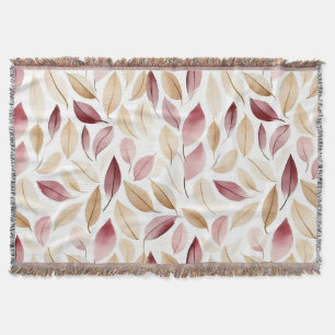 Cobertor Vermelho Folhas Blush Creme Dourado