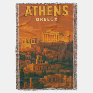 Cobertor Viagem Retro Atenas Grécia