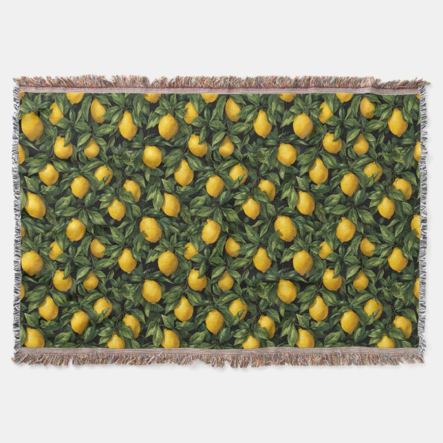 Cobertor Vibrant Lemon Citrus Tree Pattern (Frente)