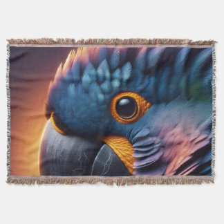 Cobertor Vibrante Gaze: Macro Retrato de um Papagaio Colori