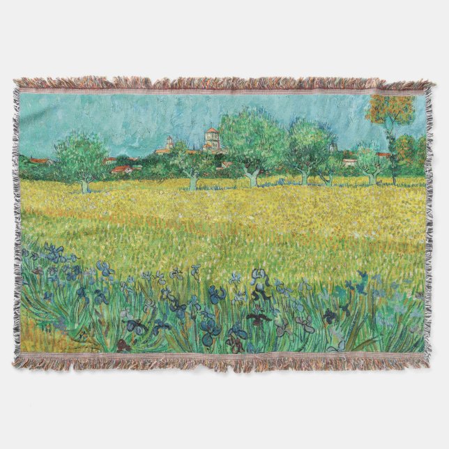 Cobertor Vincent van Gogh - Campo com Íris perto de Arles (Frente)