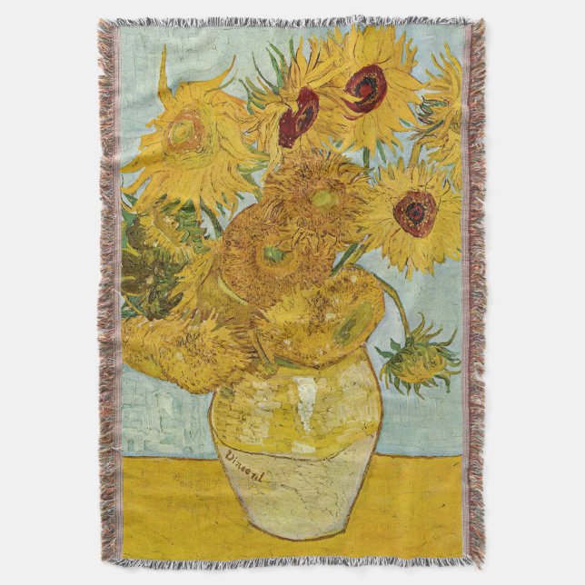 Cobertor Vincent Van Gogh - Vase com Doze Girassóis (Frente Vertical)