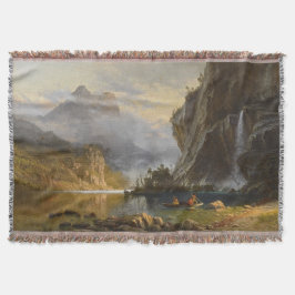 Cobertor Vintage Albert Bierstadt Indians Speaking Fisherie